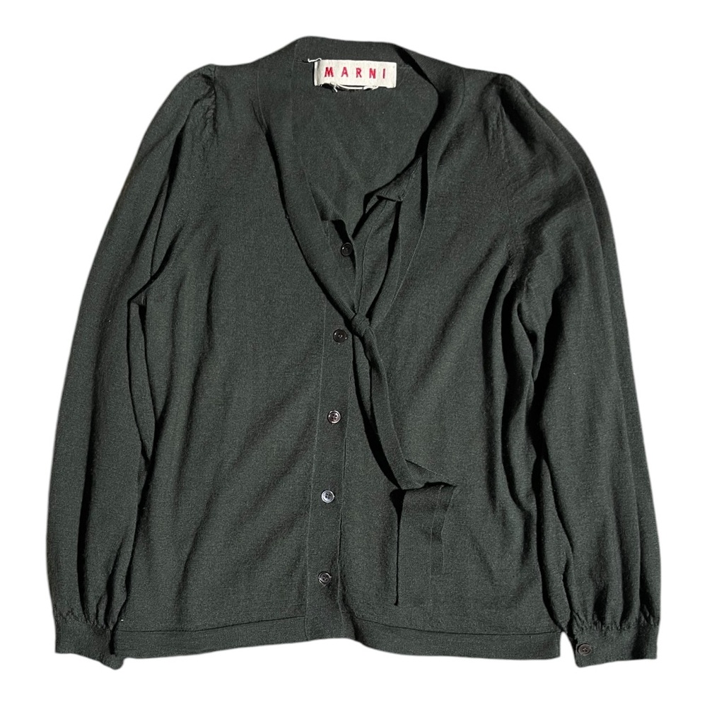 Marni Cashmere Silk Button Cardigan Sweater Green